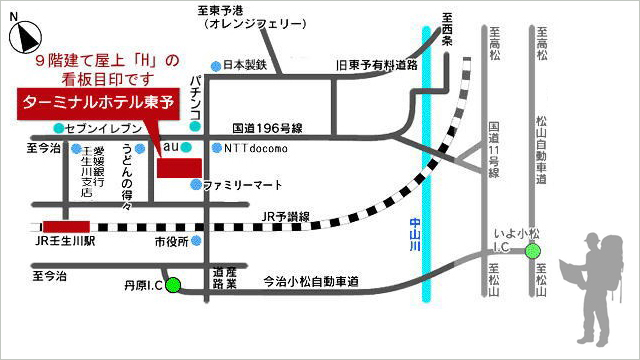 ターミナルホテル東予　徒歩10分圏内　周辺MAP